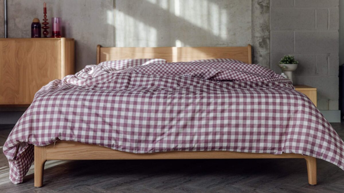 Gingham Cotton Bedding - Berry, Beige or Blue - Image 12