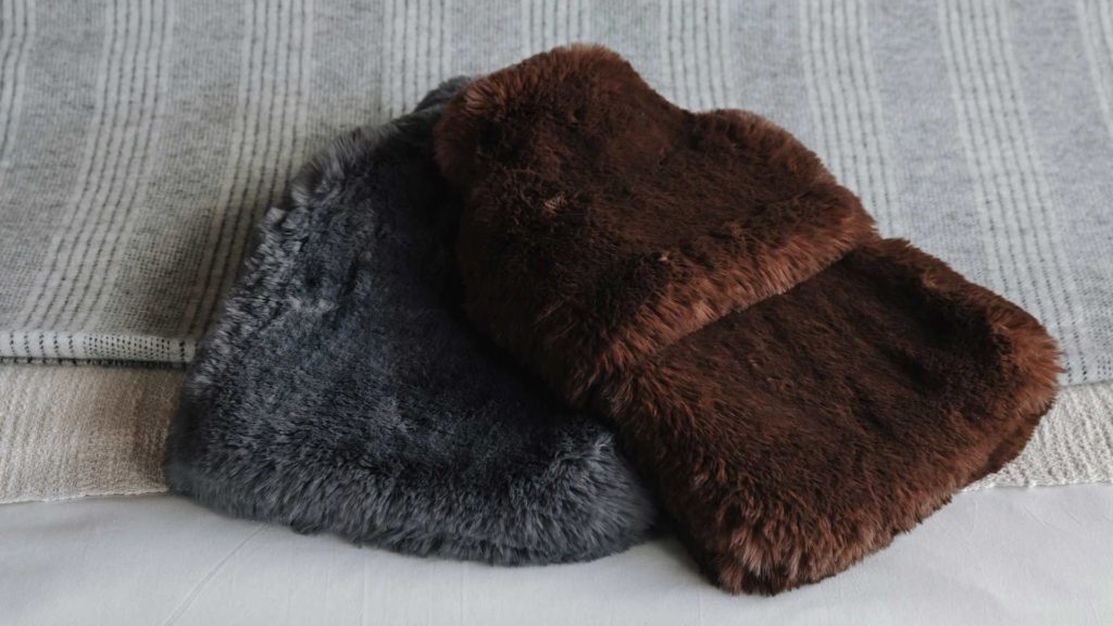 russian blue and brown bear faux fur covers