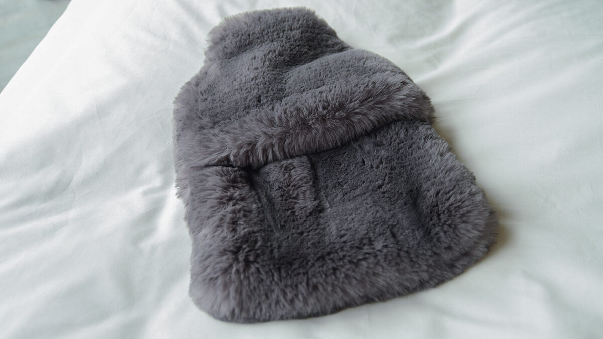 softest russian-blue luxury faux fur hot-water bottle