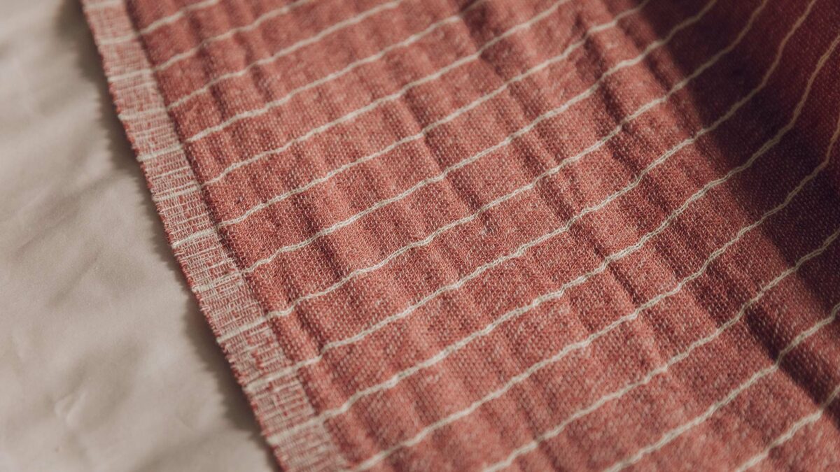 rust red striped cotton lightweight throw