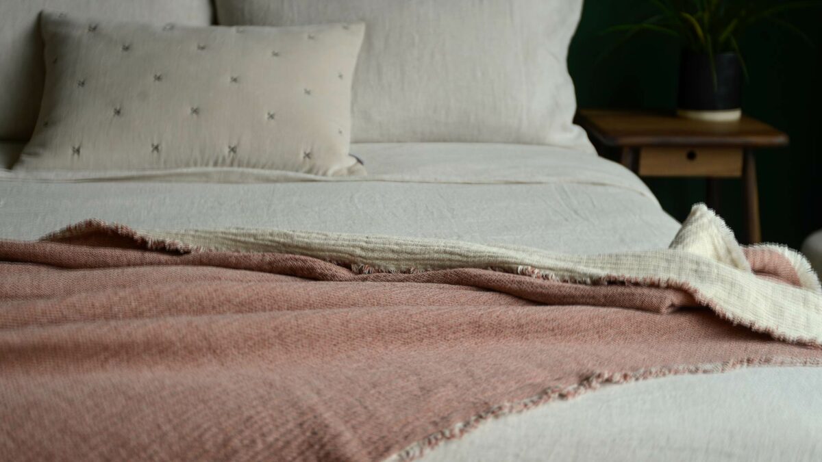 organic cotton textured bed throw