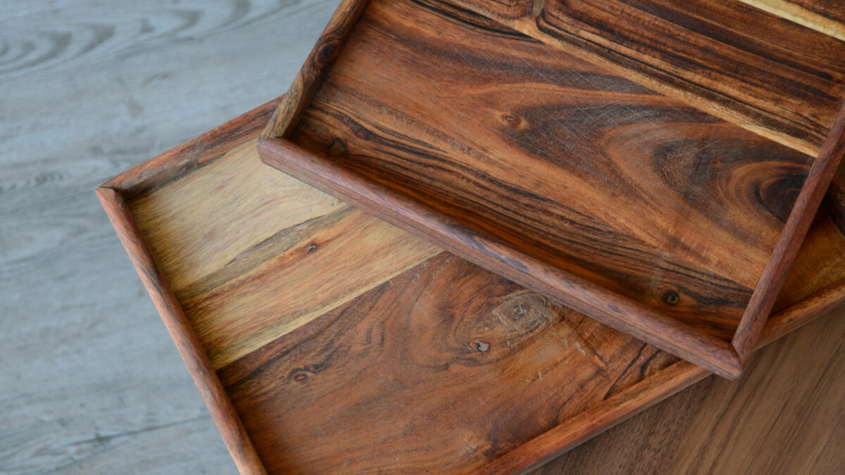 rustic acacia wood trays