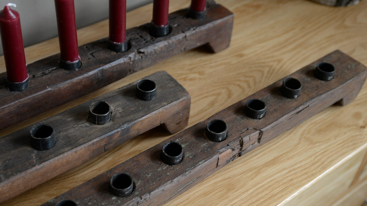 rustic candle holder for 7 dinner candles