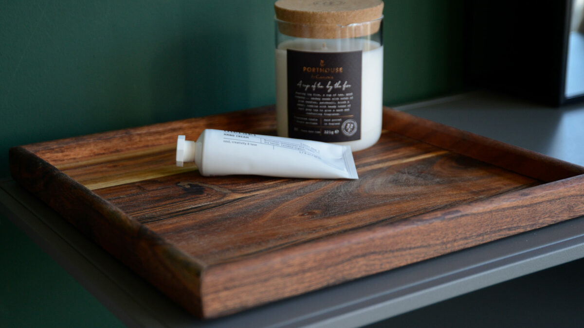 rustic wooden tray