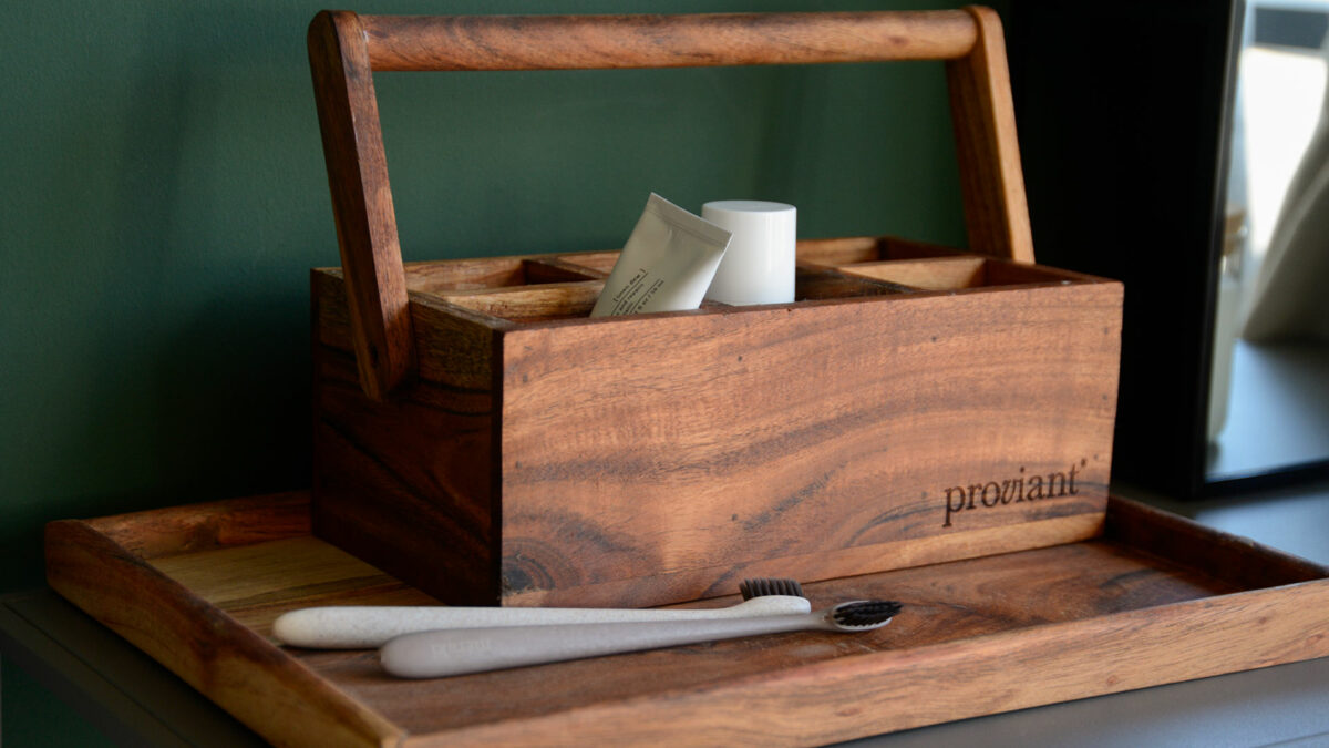 rustic wooden trays and caddy