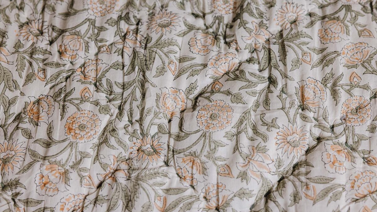 Floral Quilted Throw with Stripe Reverse - Image 2