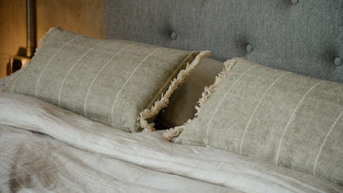 soft touch sage green and cream rectangular cushions