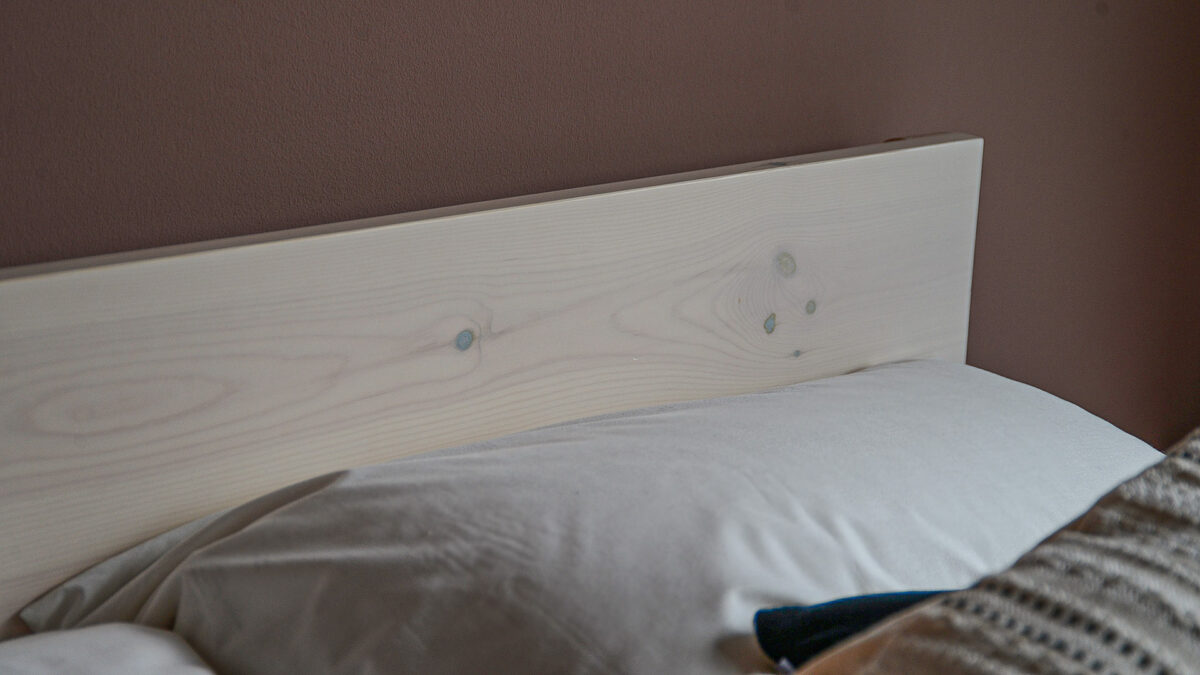 Sahara wooden bed headboard panel in White wash Pine