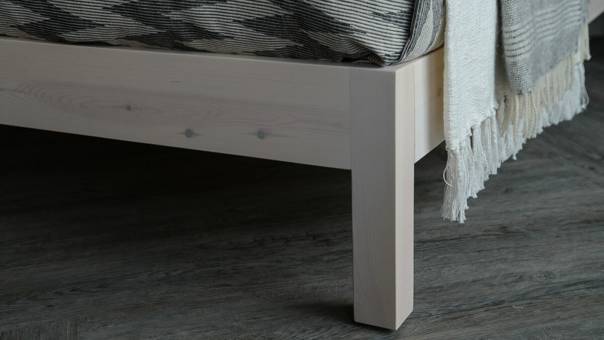 A closer look at the white wash pine Sahara bed leg