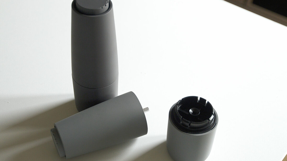 grey salt and pepper grinders