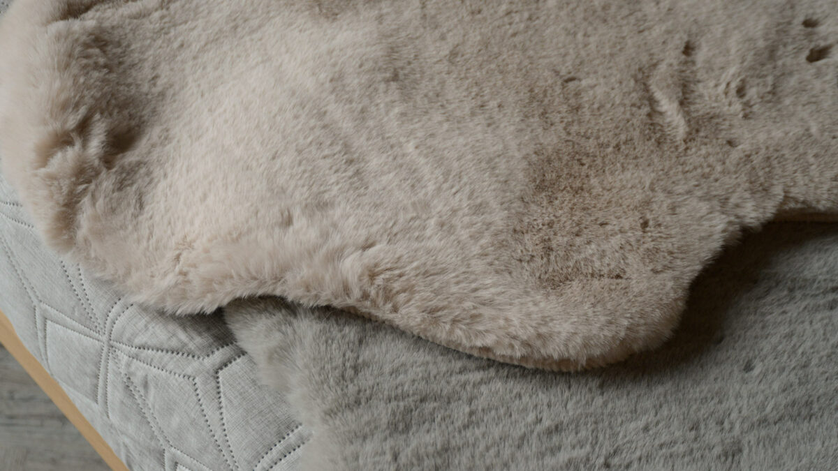 sand and grey small soft faux fur rugs