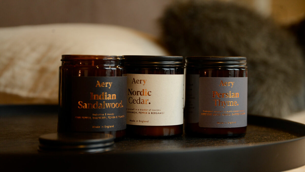 Aery luxury scented candles in glass jars