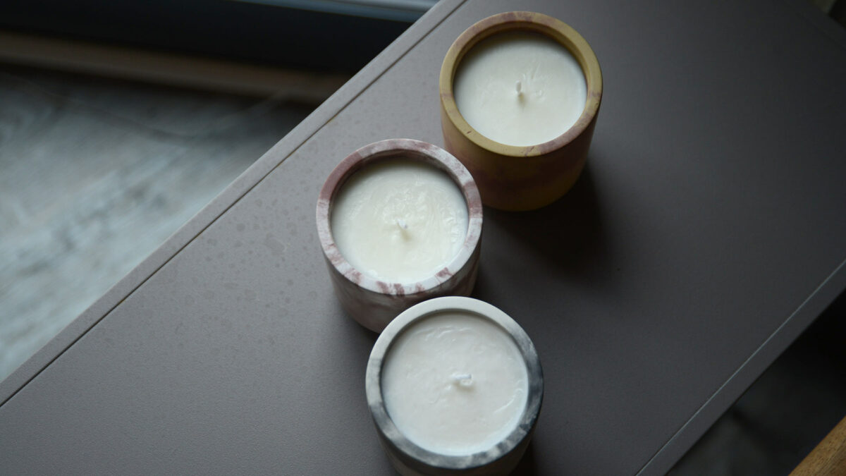 scented candles in concrete pots 3 scents and 3 colour ways