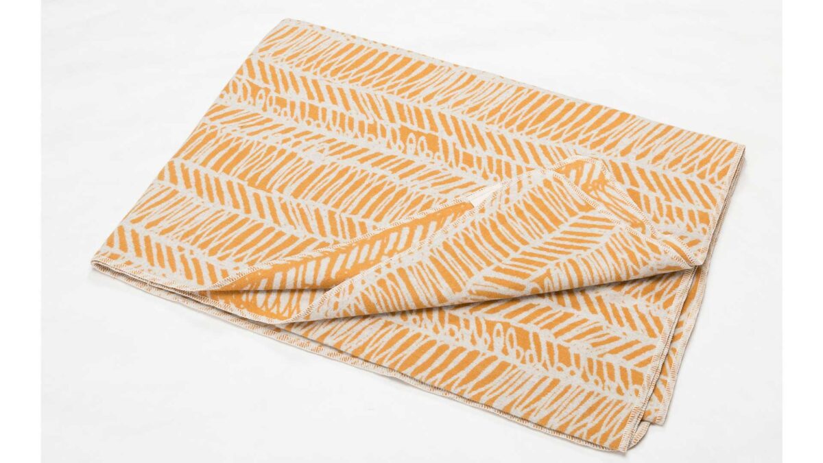 scribbled stripe throw turmeric and pale grey