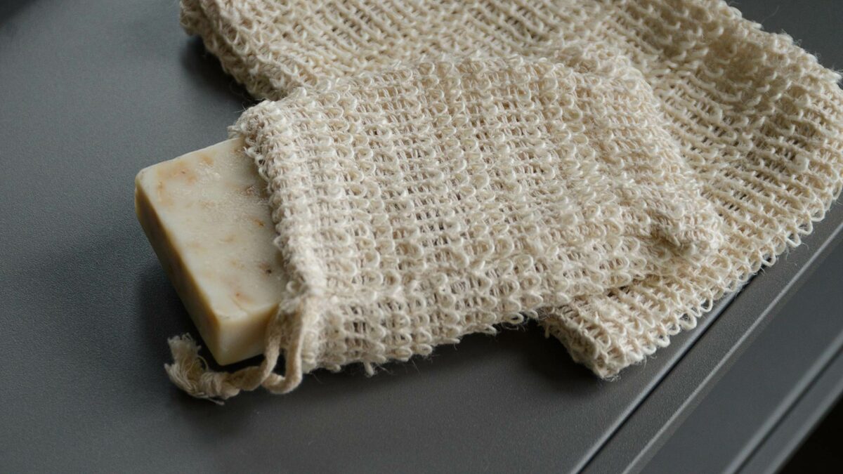 scrub mitts with soap