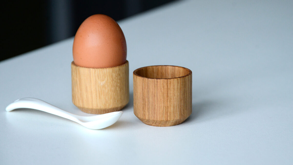 set of 2 oak egg cups