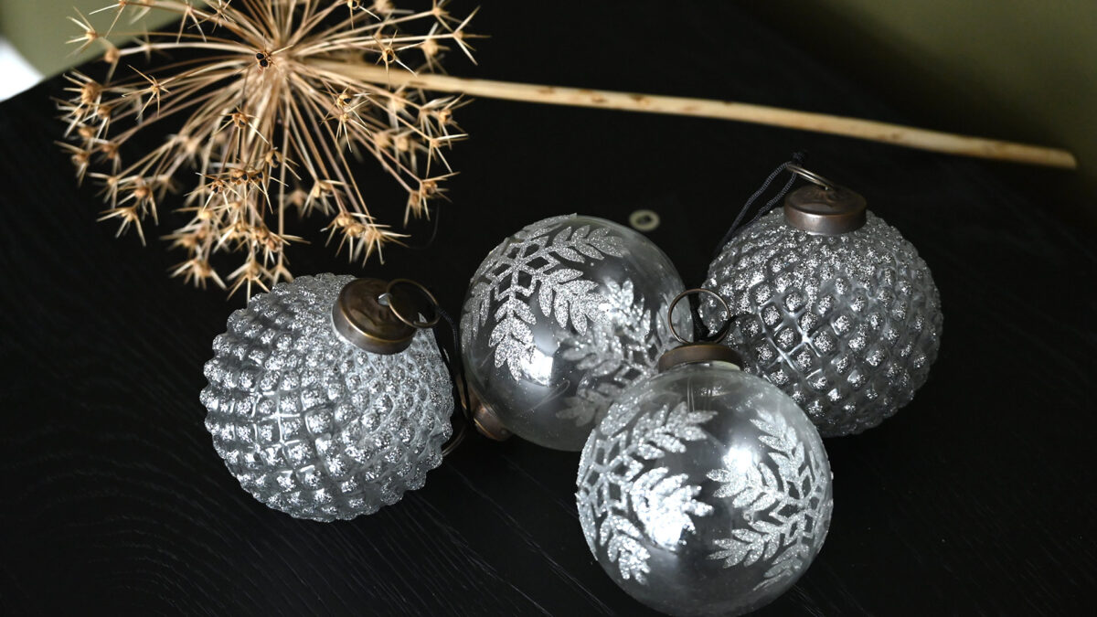 Box of Luxury Glass Christmas Decorations - Sparkling Silver - Image 6