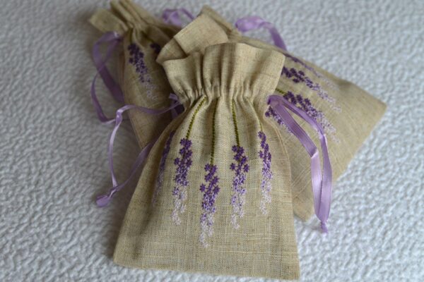 set of lavender bags with embroidered detail