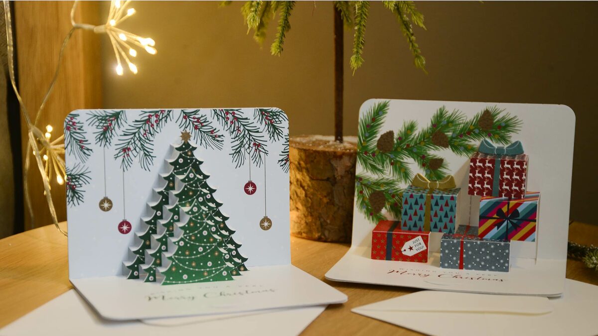 Luxury Christmas Card Packs LinoCut Natural Bed Company