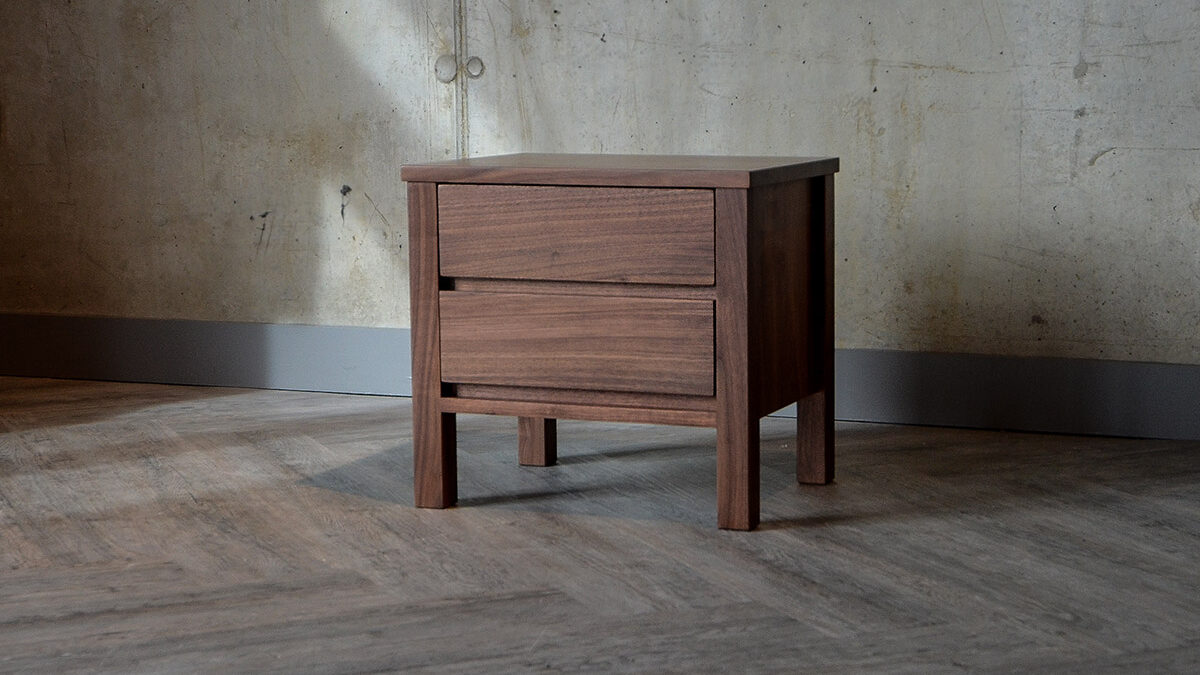 Shaker Walnut 2-Drawer Bedside Unit Exclusive to Natural Bed Company