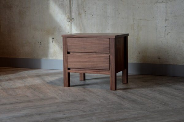 shaker walnut 2 drawer bedside b 1200