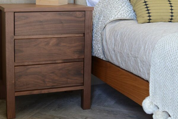 shaker walnut 3 drawer bedside unit