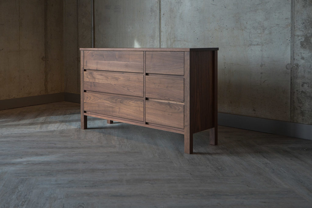 Shaker Walnut 6-Drawer Chest - wide sideboard unit with 6 drawers