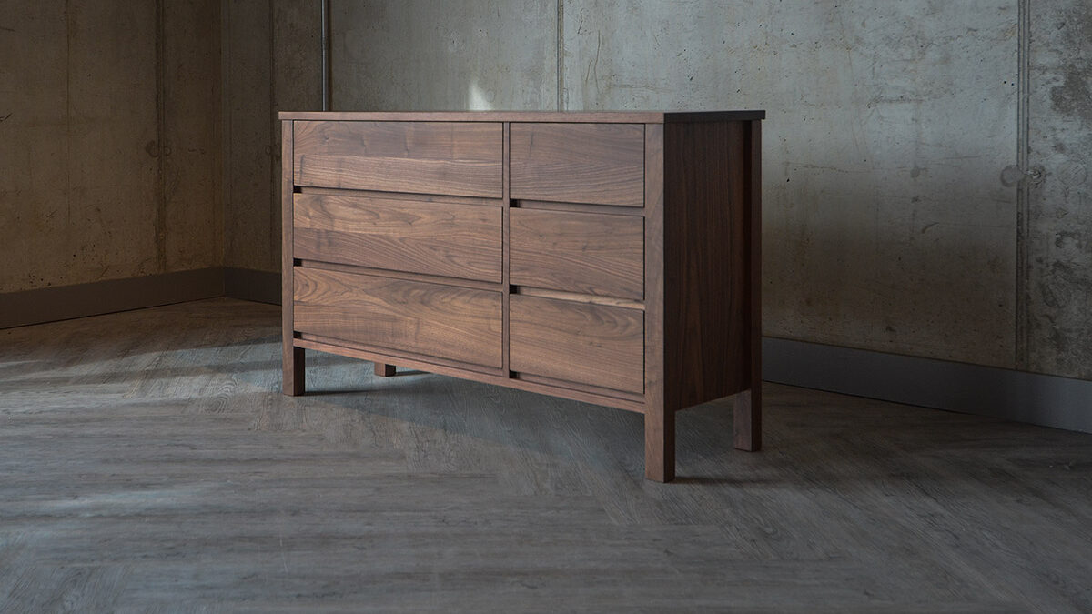 Shaker Walnut 6-Drawer Chest - wide sideboard unit with 6 drawers