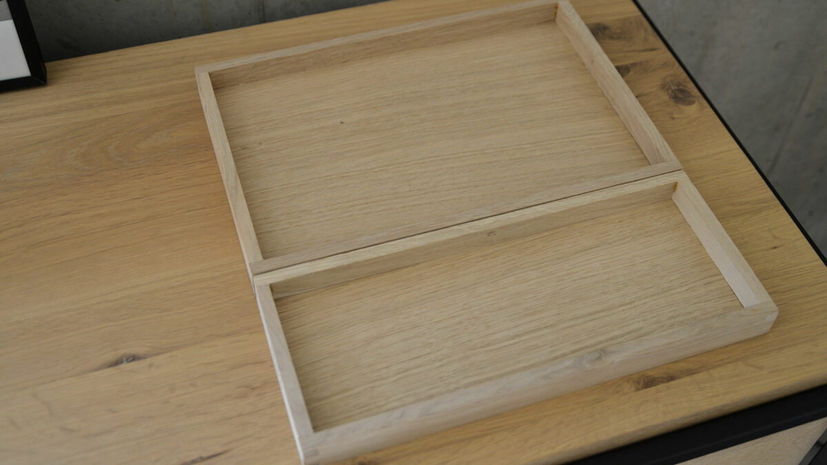 shallow wooden trays