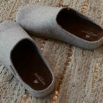 felted wool clog style slippers for women in silver grey