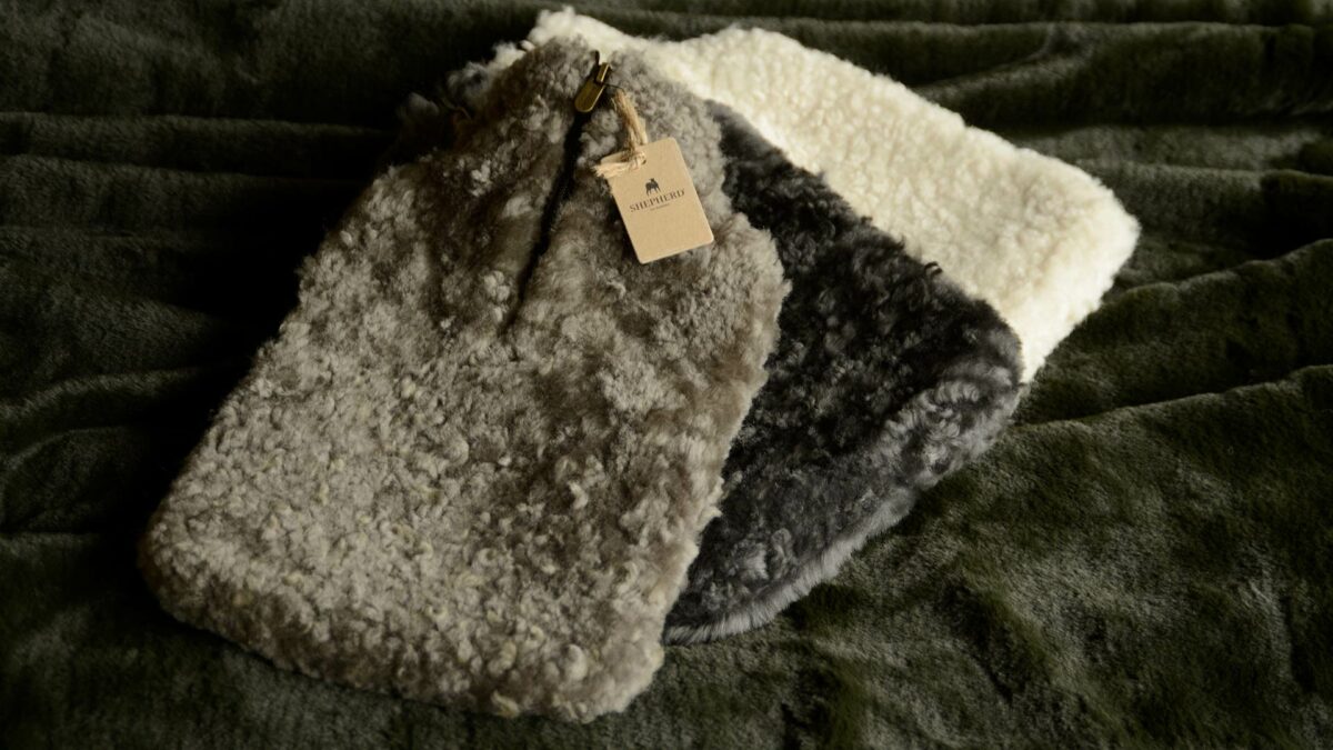 soft sheepskin covered hotwater bottles in 3 colours