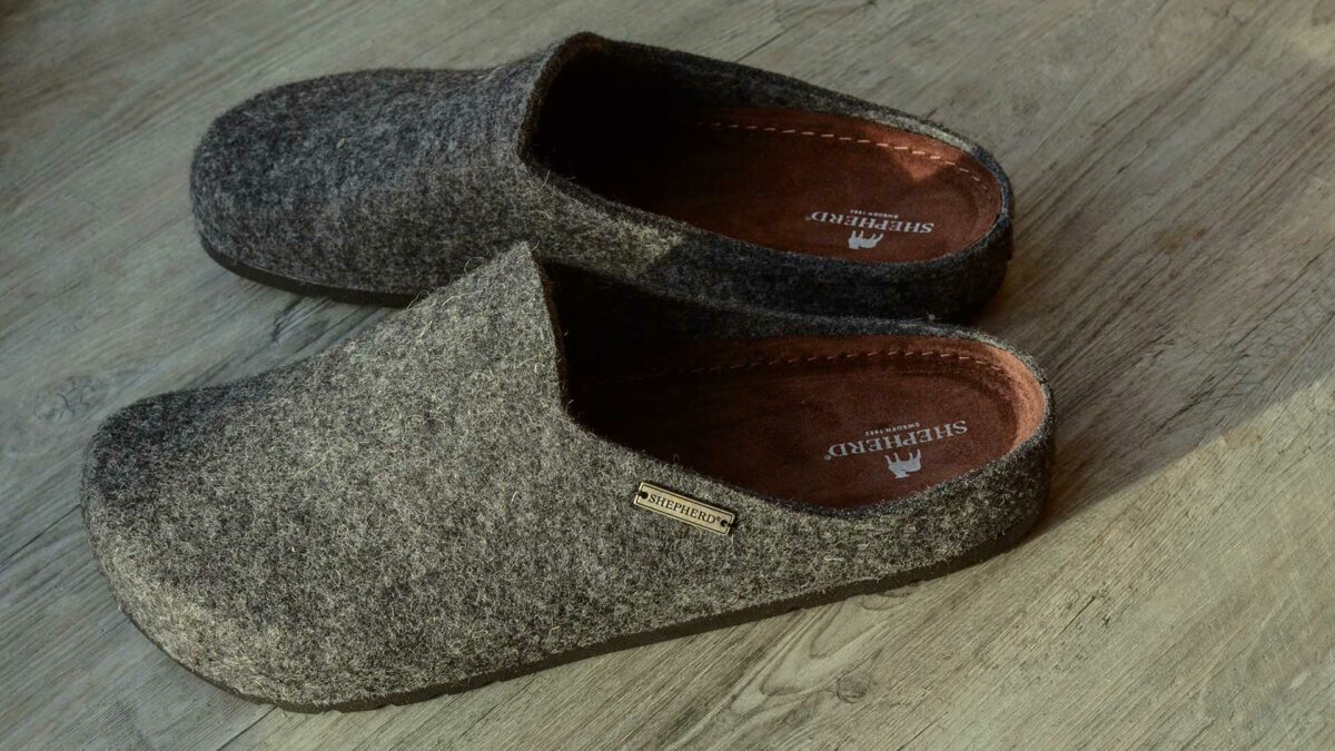 felted wool clog style slippers for women in charcoal