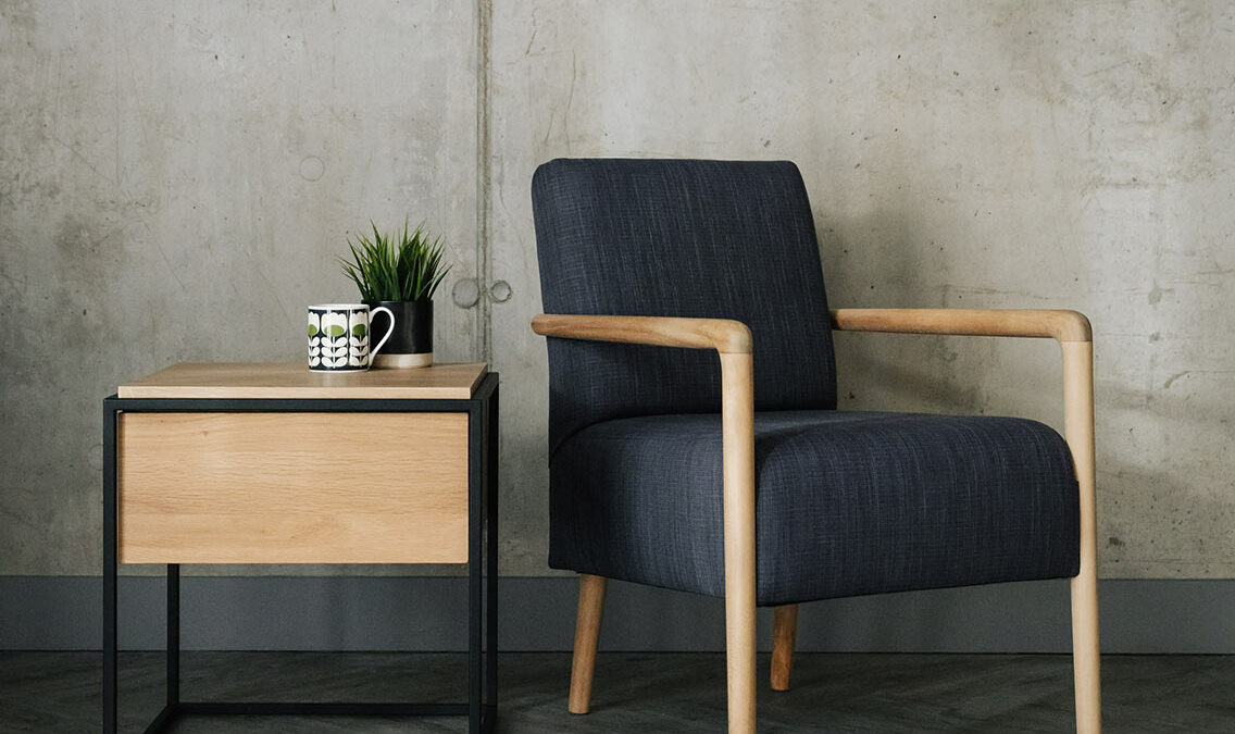 Occasional chairs with shop wooden arms