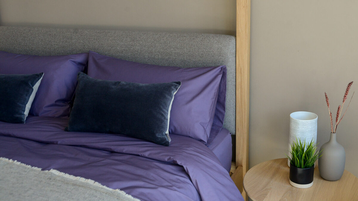 side view purple egyptian cotton