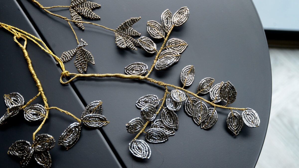 silver and gold colour beaded decorations