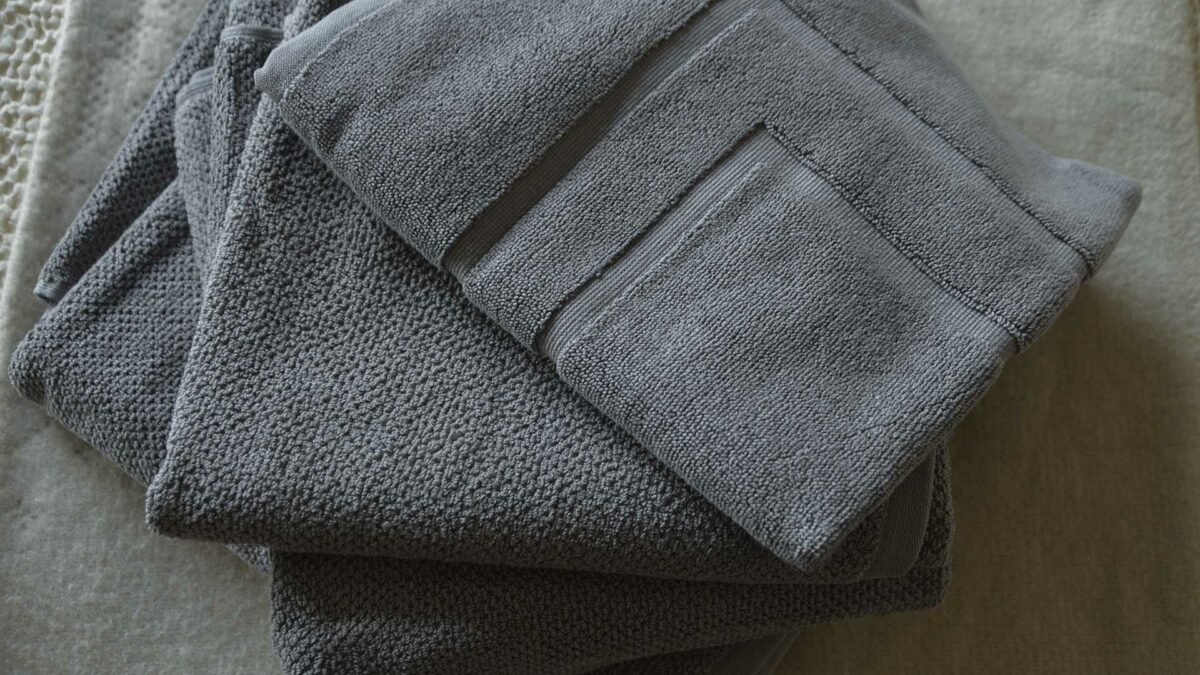 silver grey textured towels