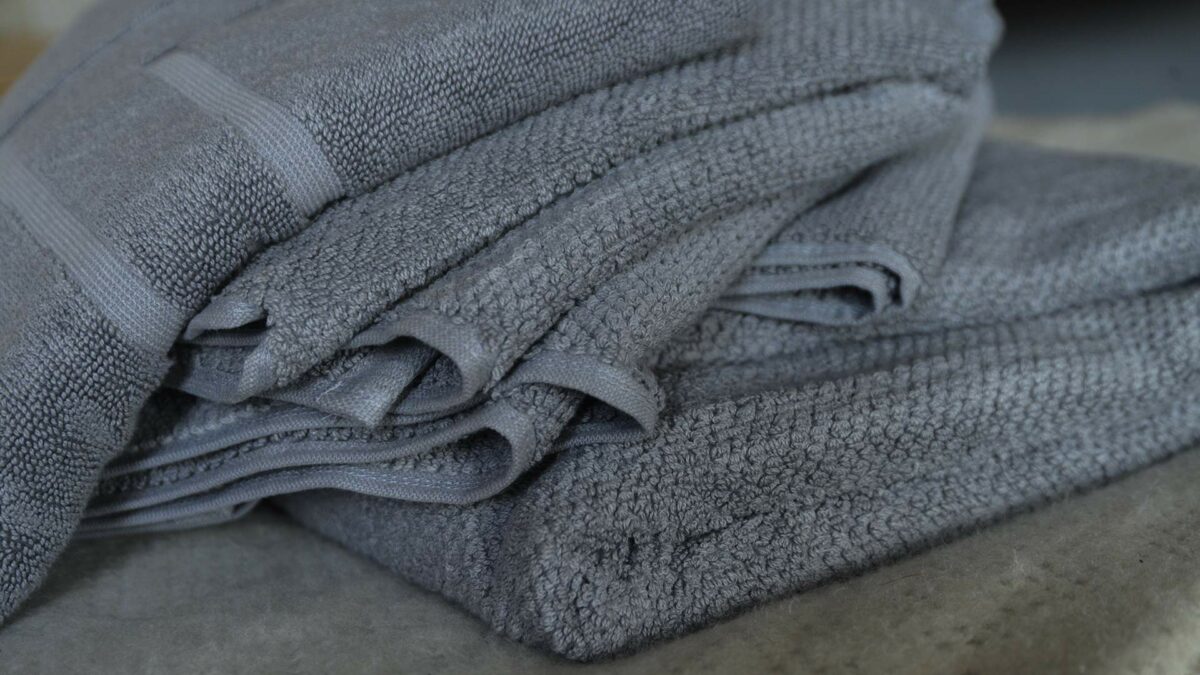 silver grey textured towels stack 3