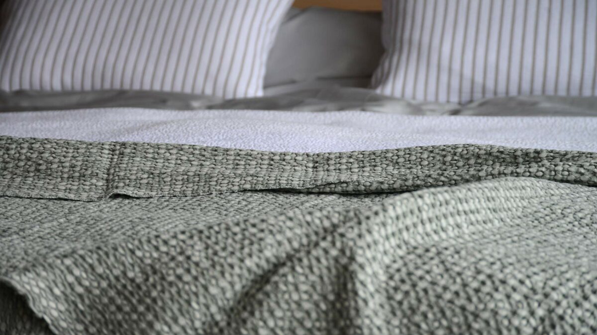 silver grey throw with honeycomb texture