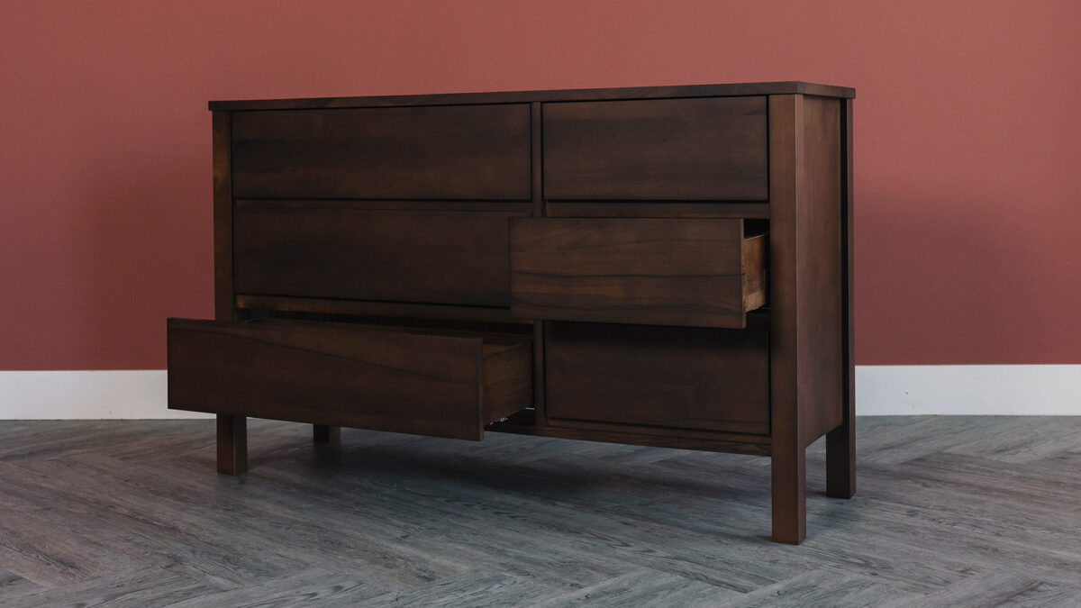 six drawer chest smoked walnut