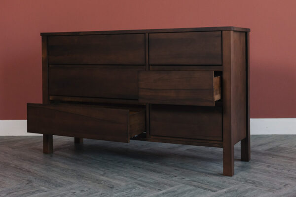 six drawer chest smoked walnut