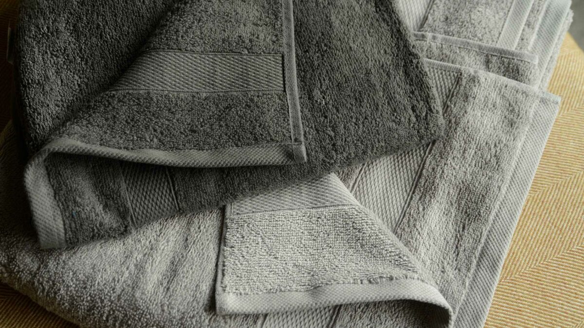 slate grey and dove grey cotton towels