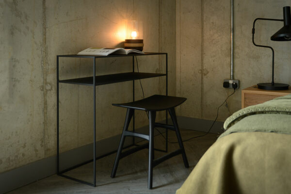 powder coated console table with shelf in dark slate grey