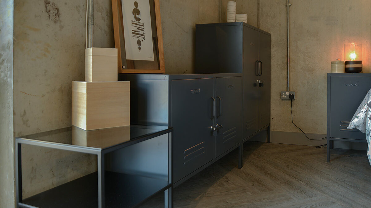 slate grey storage lockers in a range of shapes and sizes