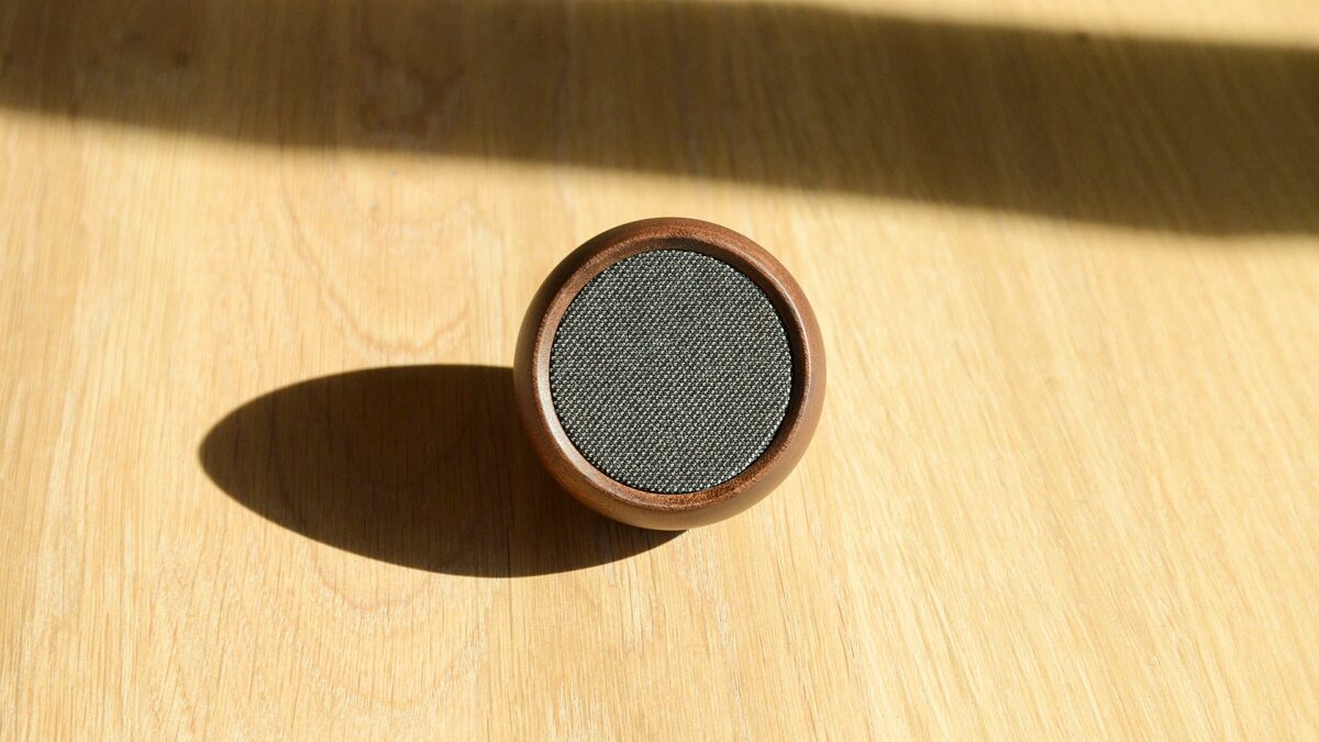 small bluetooth selfie speaker facing camera