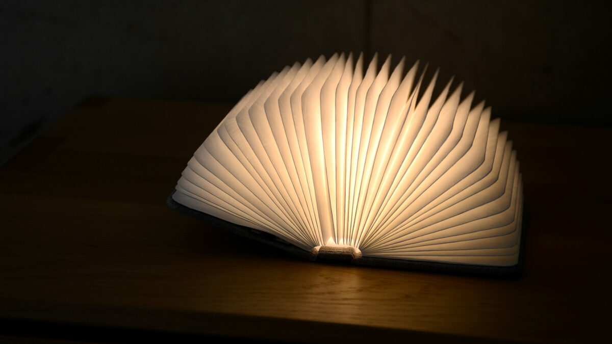 small book light open
