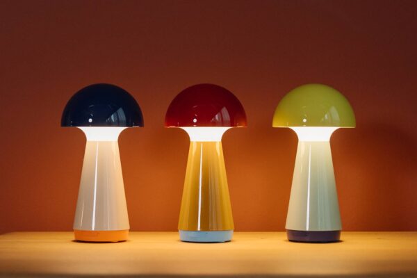 small colourful mushroom lamps