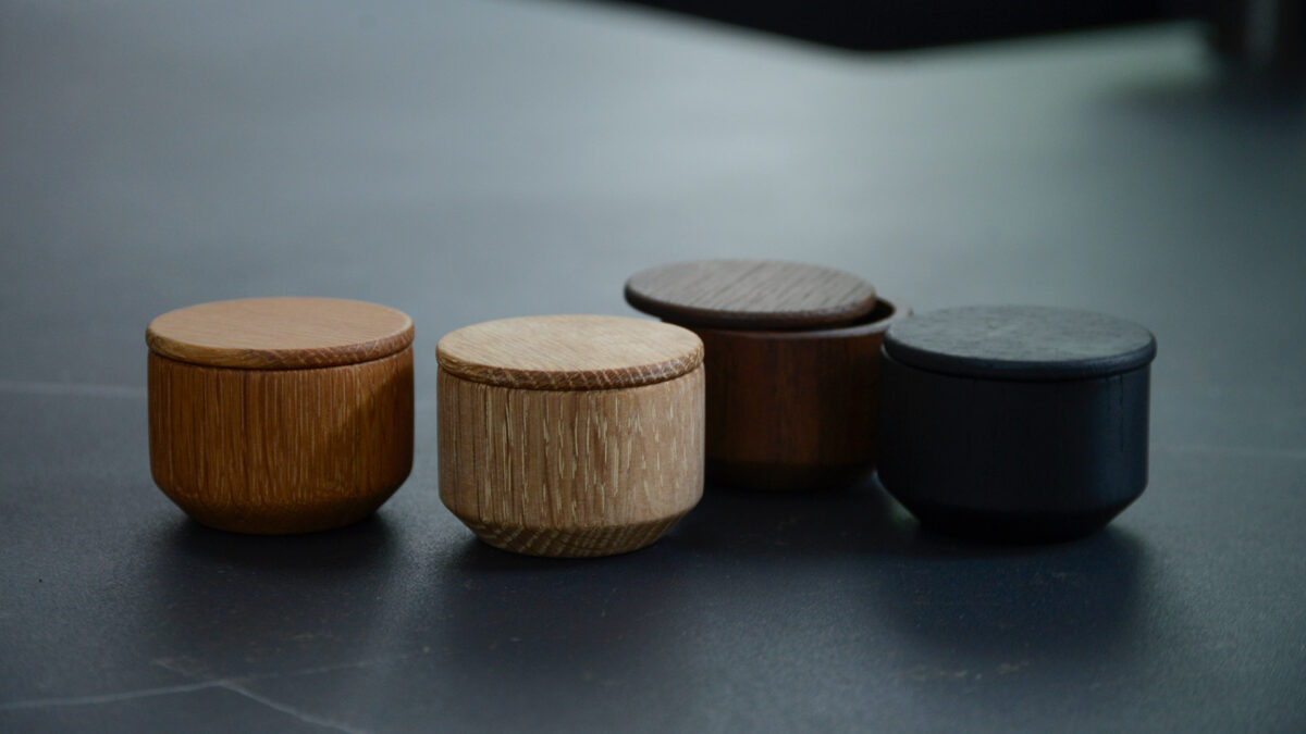 small salt pots oiled natural smoke and black finishes