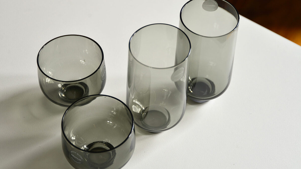 smokey grey glass drinking glasses