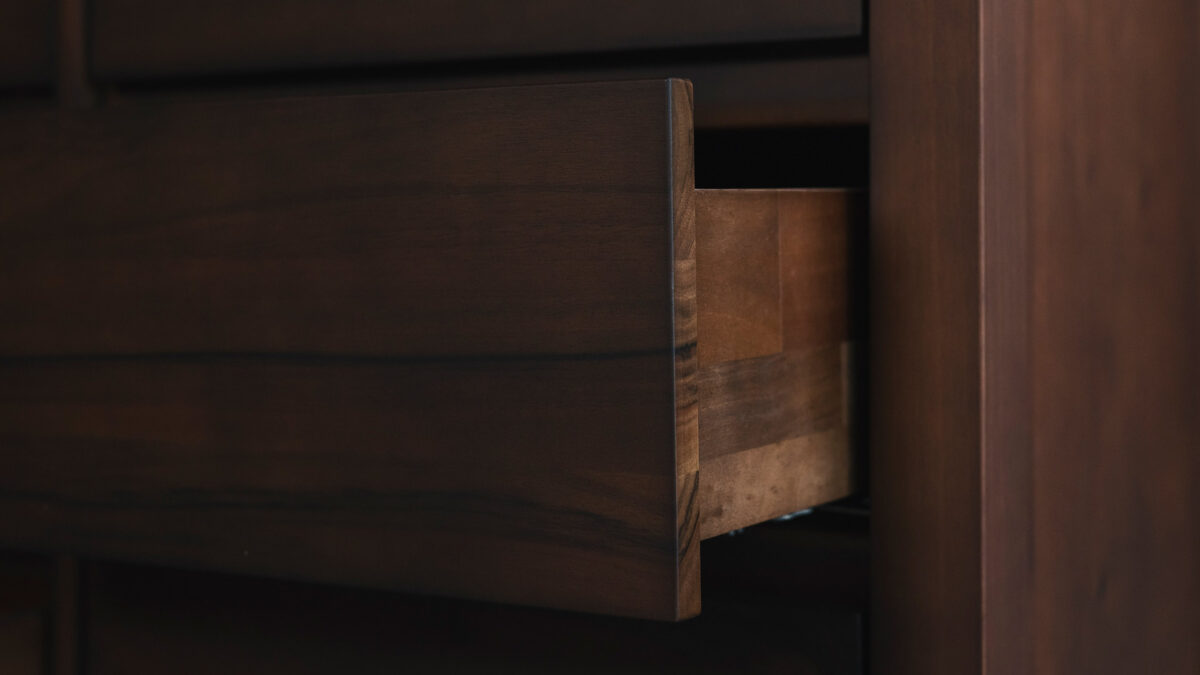 smoke walnut drawer detail