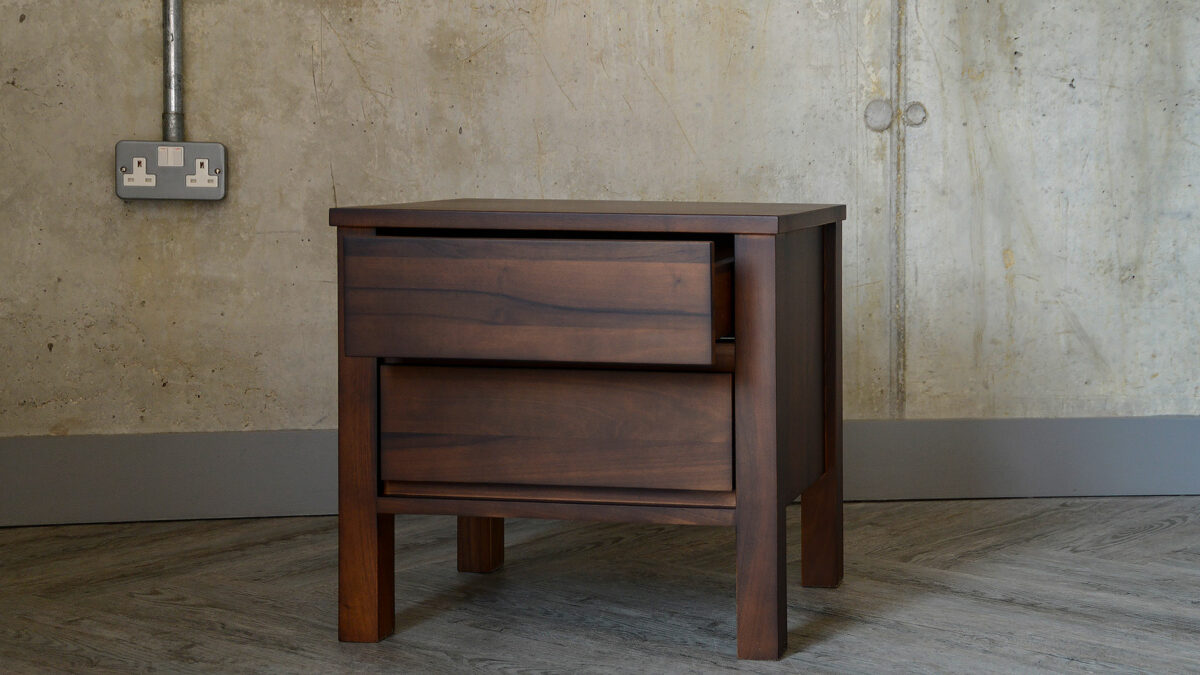 smoked walnut 2 drtawer shaker chest